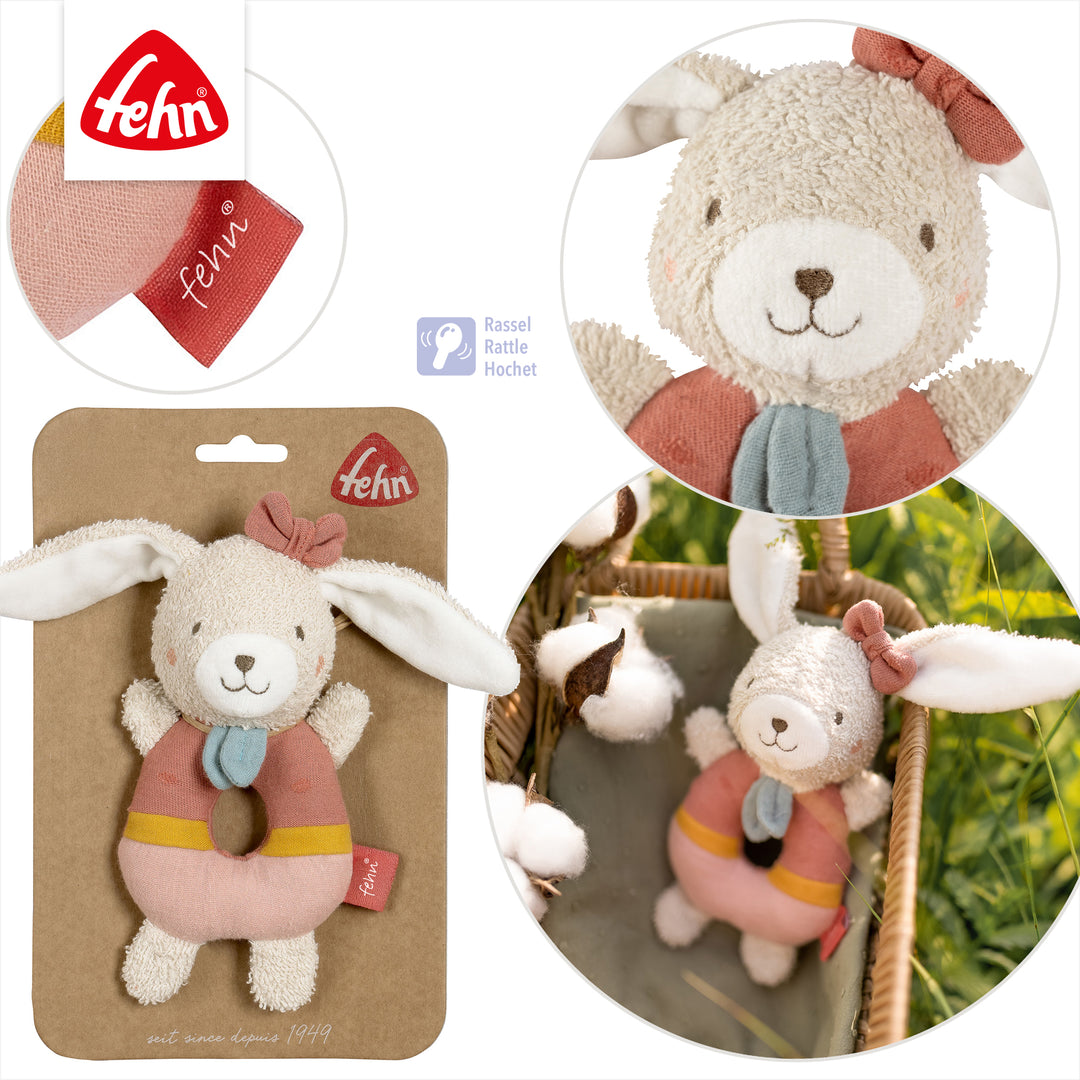 Detailansicht des Baby Ring-Greiflings Hase mit integrierter Rassel
