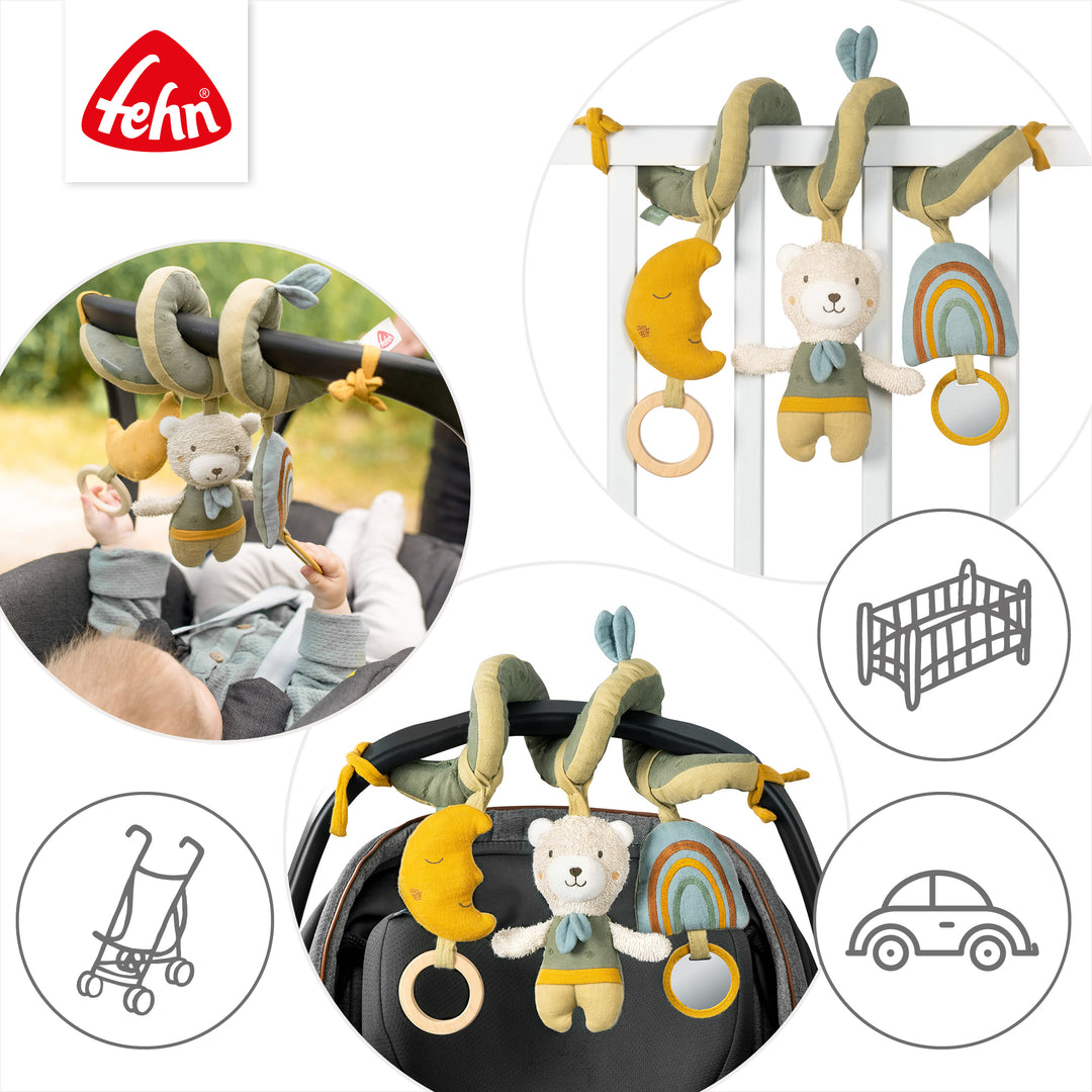Baby Activity-Spirale Bär an Babybett, Babyschale &amp; Kinderwagen befestigt