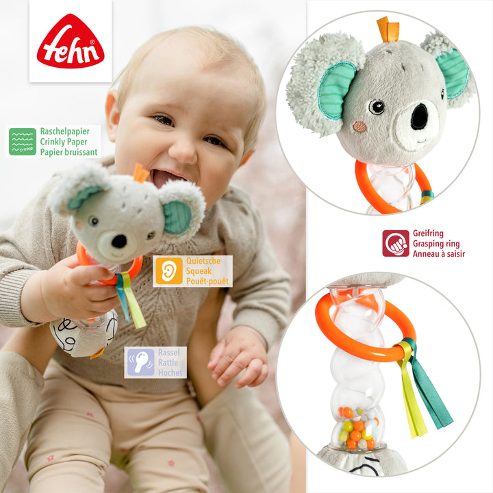 Details des Regenmachers Koala mit verschiedenen Spielelementen