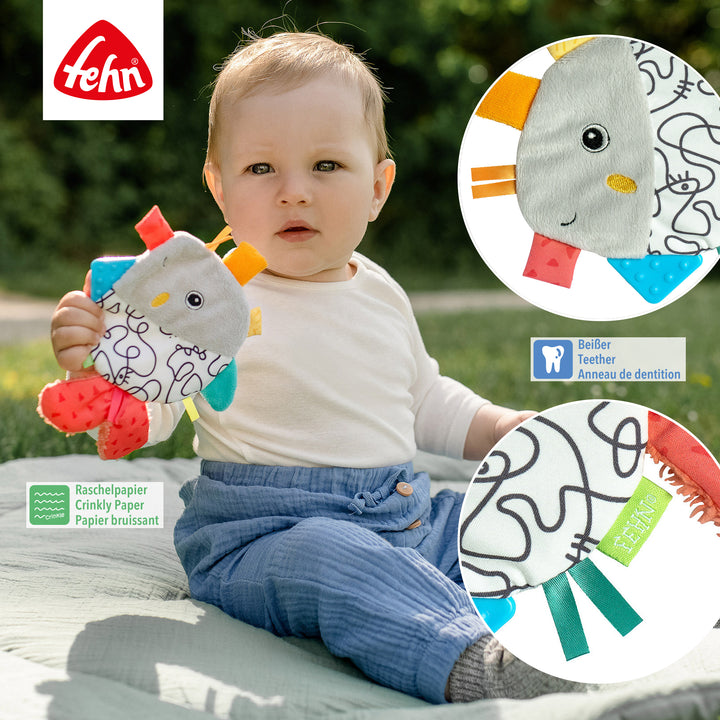 Detailansicht des Baby Knister-Fisches mit integriertem Raschelpapier und Beißer
