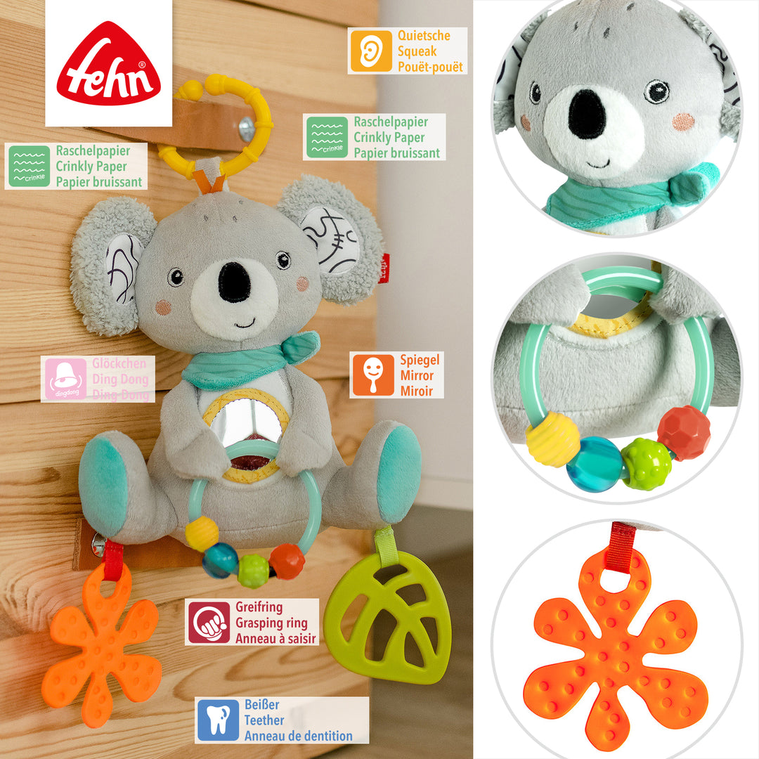 Details des Activity-Koala mit verschiedenen Spielelementen