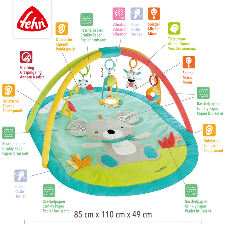Baby 3-D-Activity-Decke Koala mit abnehmbaren Spielelementen, 85 x 110 x 49 cm