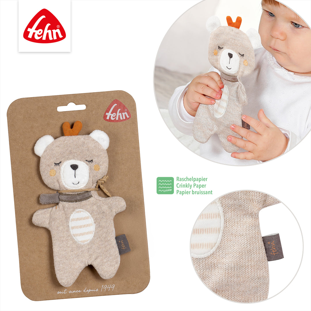 Details des Baby Knister-Teddys mit integriertem Raschelpapier