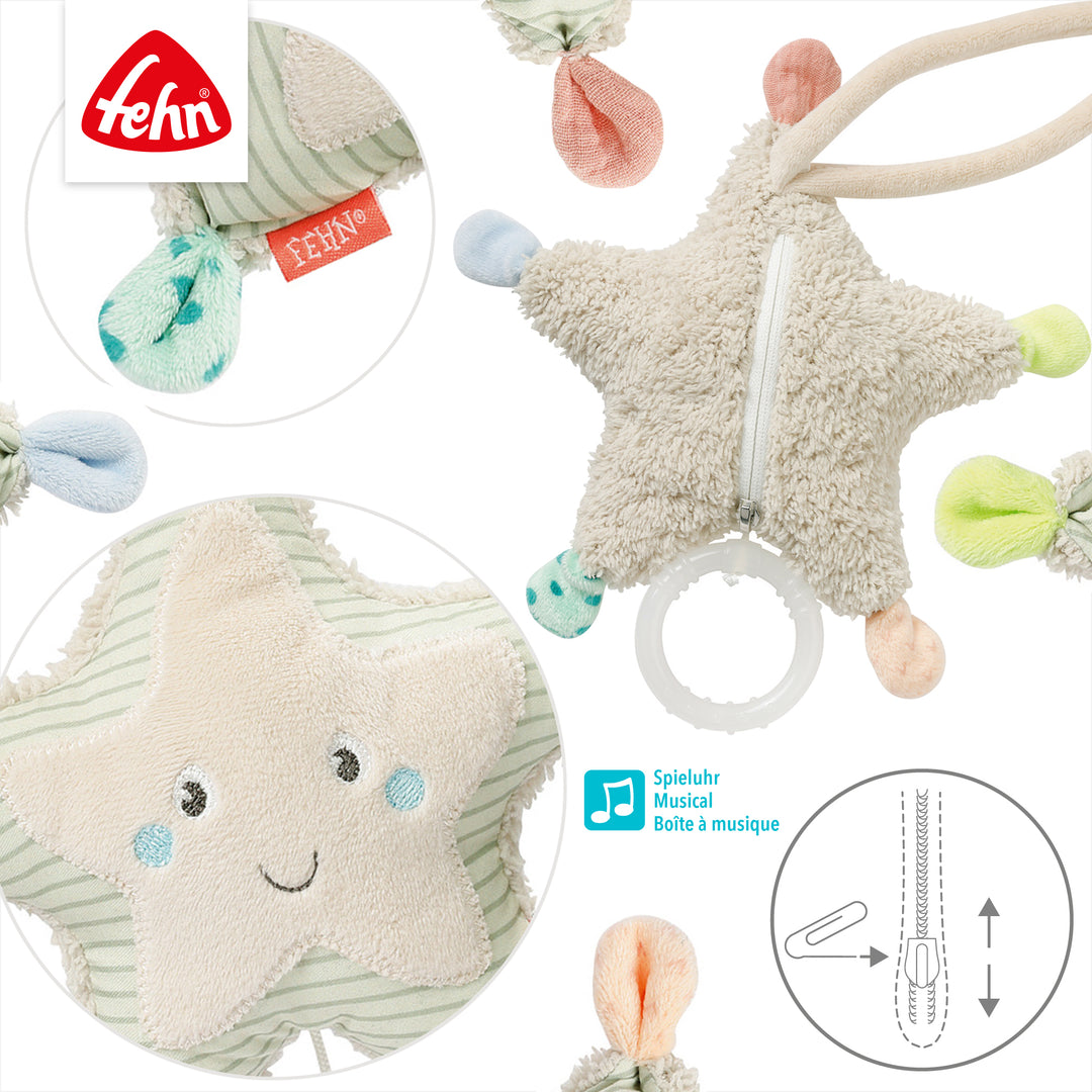 Detailansicht der Baby Spieluhr Seestern mit Reißverschluss