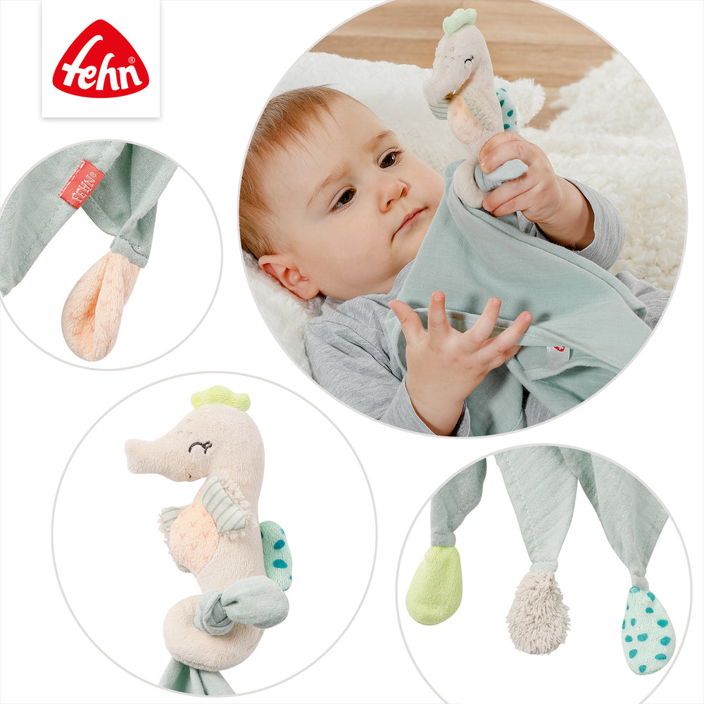 Detailansicht des Baby Schmusetuchs Seepferd