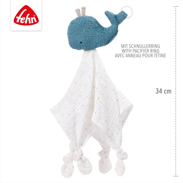Baby Schmusetuch Wal, 34 cm