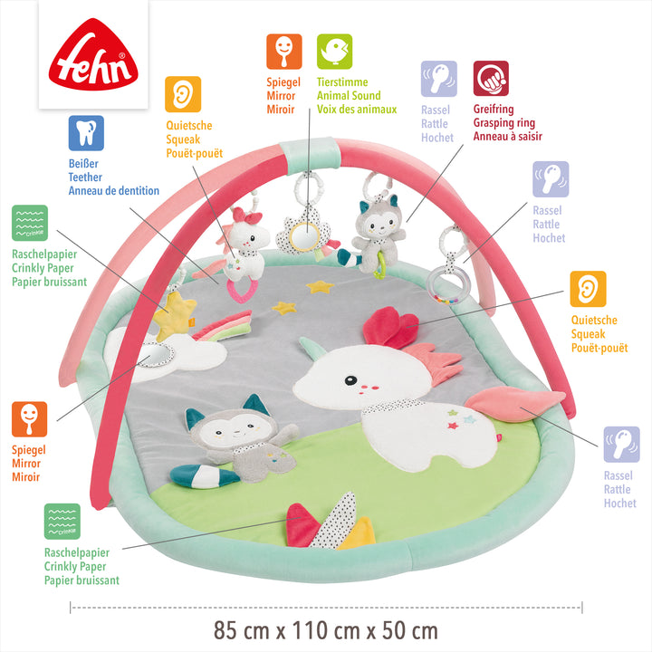 Baby 3-D-Activity-Decke Aiko Yuki mit Spielelementen, 85 x 110 x 50 cm