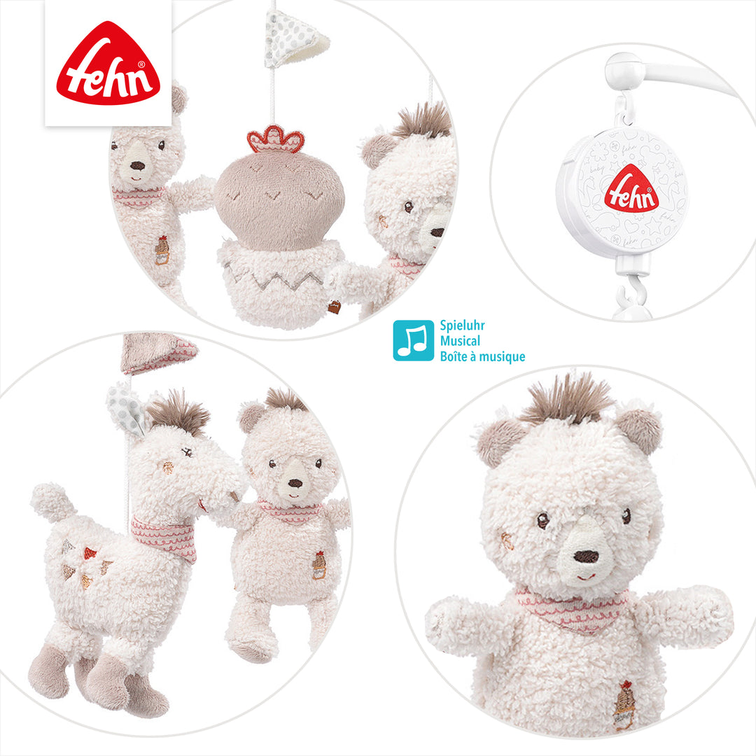Detailansicht des Baby Musik-Mobile Peru mit Plüschfiguren
