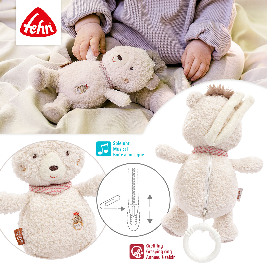 Detailansicht der Baby Spieluhr Bär mit Reißverschluss