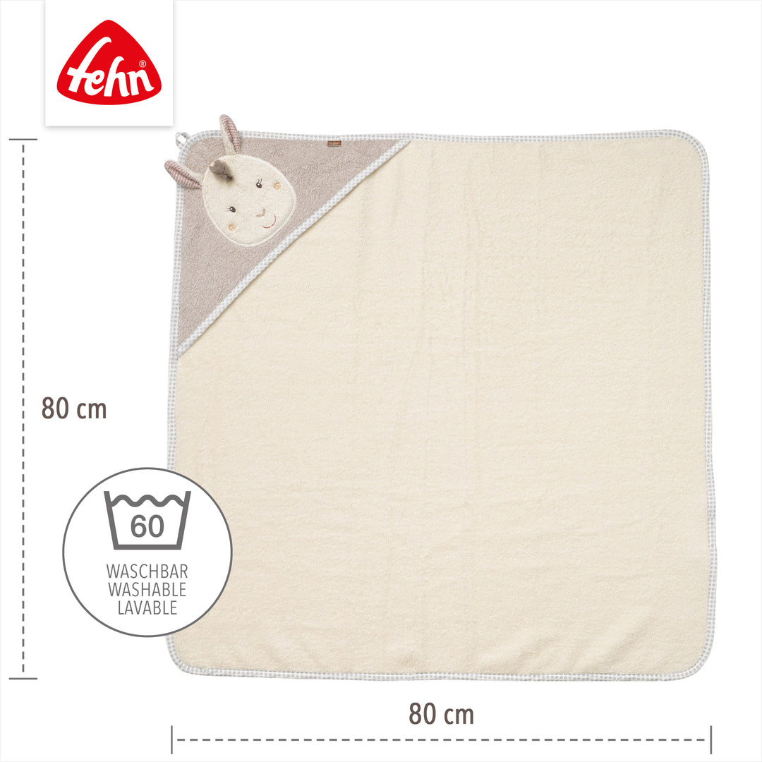 Baby Kapuzenbadetuch Lama, 80 x 80 cm, waschbar bei 60°C