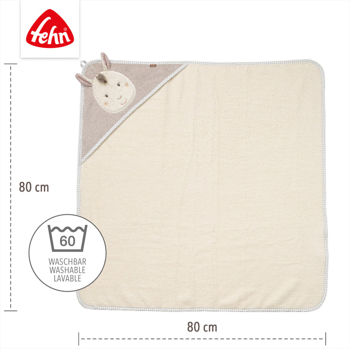 Baby Kapuzenbadetuch Lama, 80 x 80 cm, waschbar bei 60°C