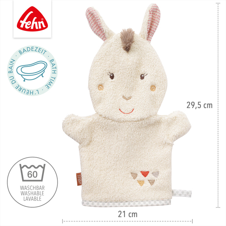 Baby Waschhandschuh Lama, 29,5 x 21 cm, waschbar bei 60°C