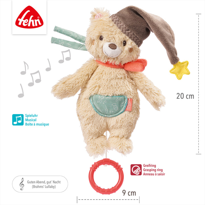 Baby Spieluhr Bär, 20 x 9 cm, mit Melodie "Brahms´ Wiegenlied"