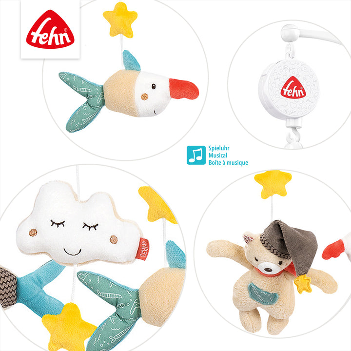 Detailansicht des Baby Musik-Mobile Bruno mit Plüschfiguren
