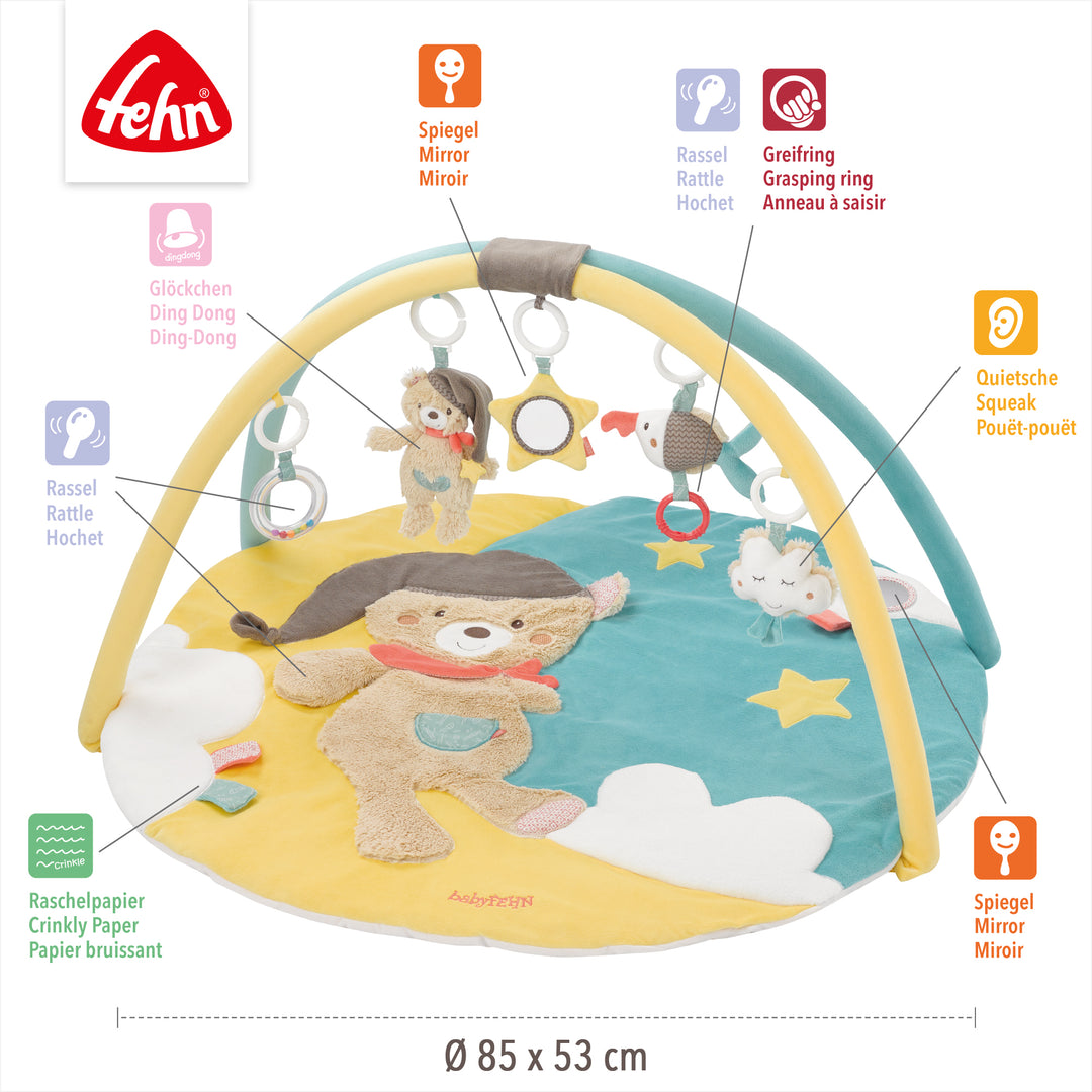 Baby 3-D-Activity-Decke Bruno mit abnehmbaren Spielelementen, Ø 85 x 53 cm