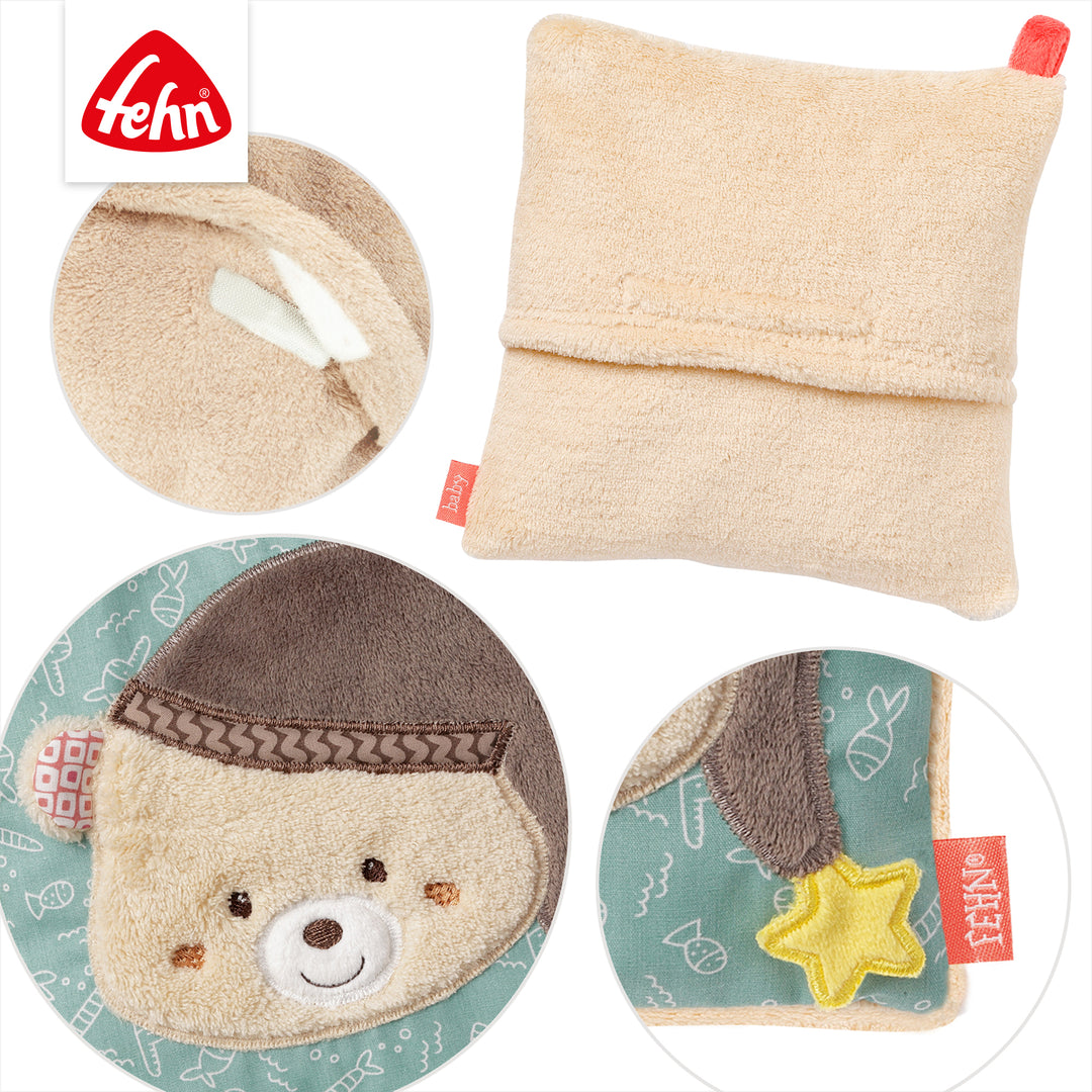 Details des Baby Kirschkernkissen Bär mit Klettverschluss
