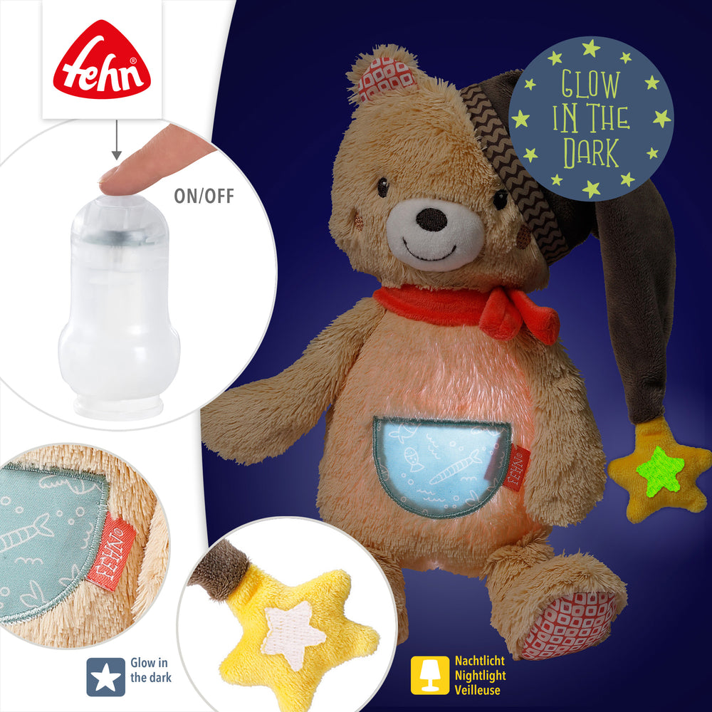 Baby Nachtlicht Bär mit Ein-/Ausschalter und Glow in the dark-Bestickung