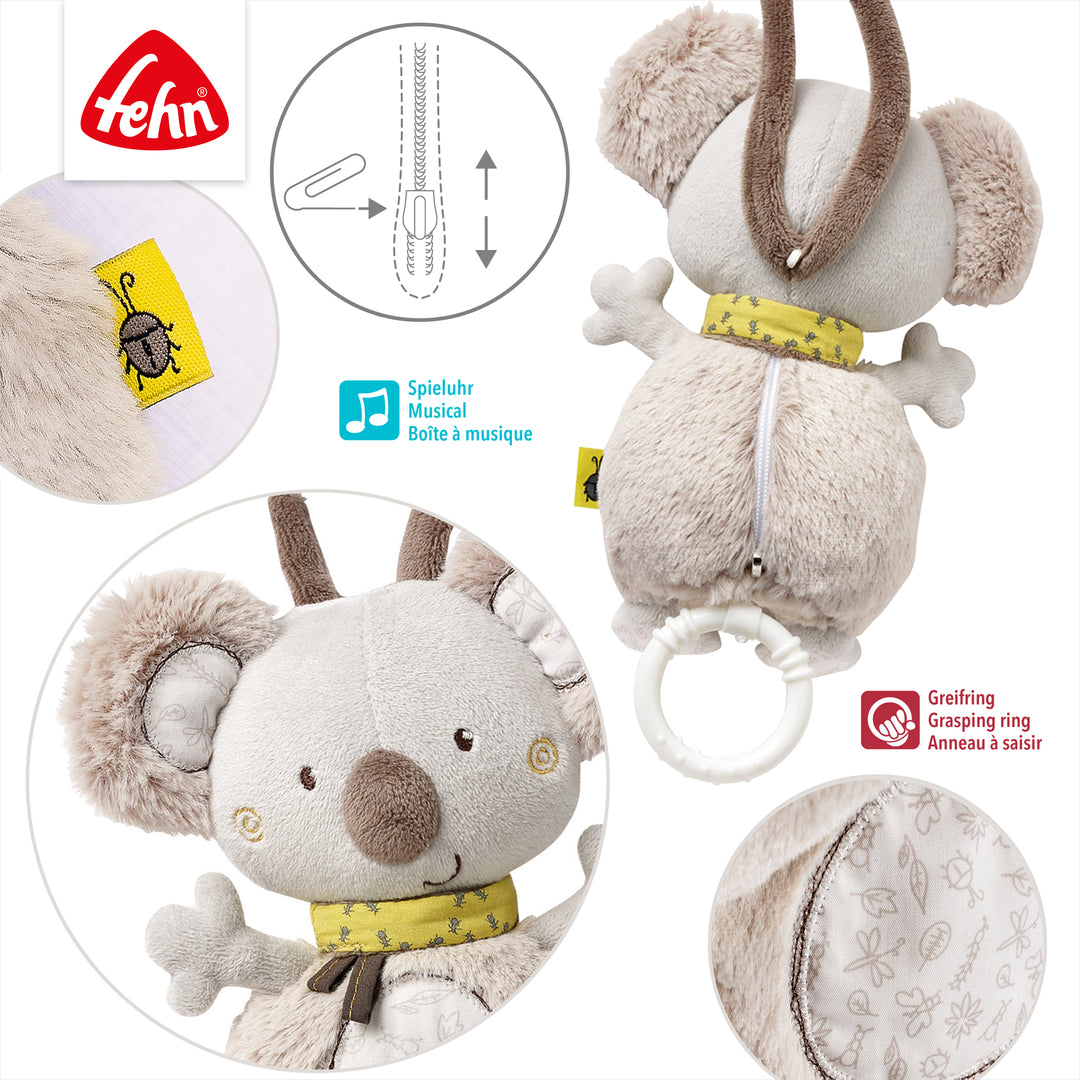 Detailansicht der Baby Spieluhr Koala mit Reißverschluss