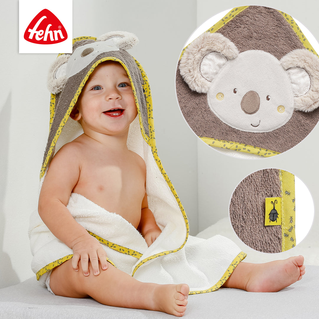 Details des Baby Kapuzenbadetuch Koala aus weichem Frottee