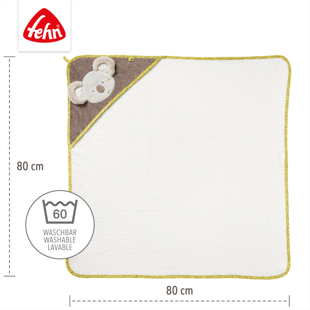 Baby Kapuzenbadetuch Koala, 80 x 80 cm, waschbar bei 60°C