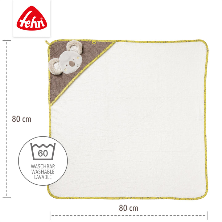 Baby Kapuzenbadetuch Koala, 80 x 80 cm, waschbar bei 60°C