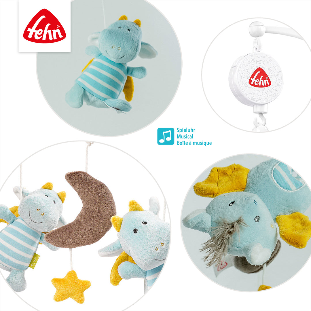 Detailansicht des Baby Musik-Mobile Little Castle mit Plüschfiguren