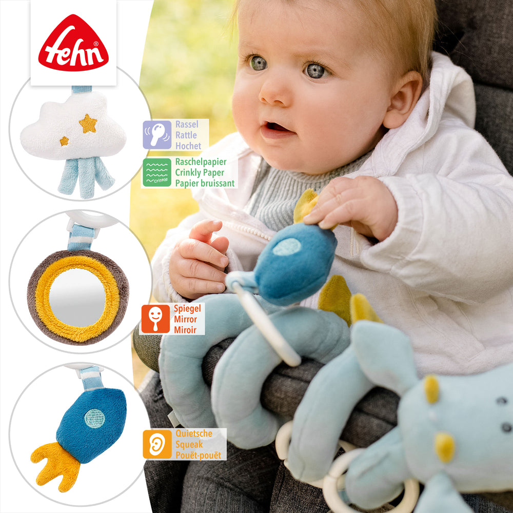 Details der Baby Activity-Spirale Drache mit verschiedenen Spielelementen