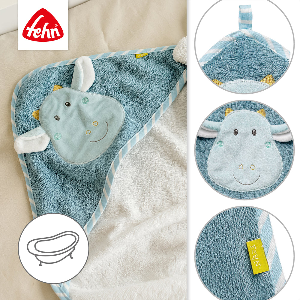 Details des Baby Kapuzenbadetuch Drache aus weichem Frottee
