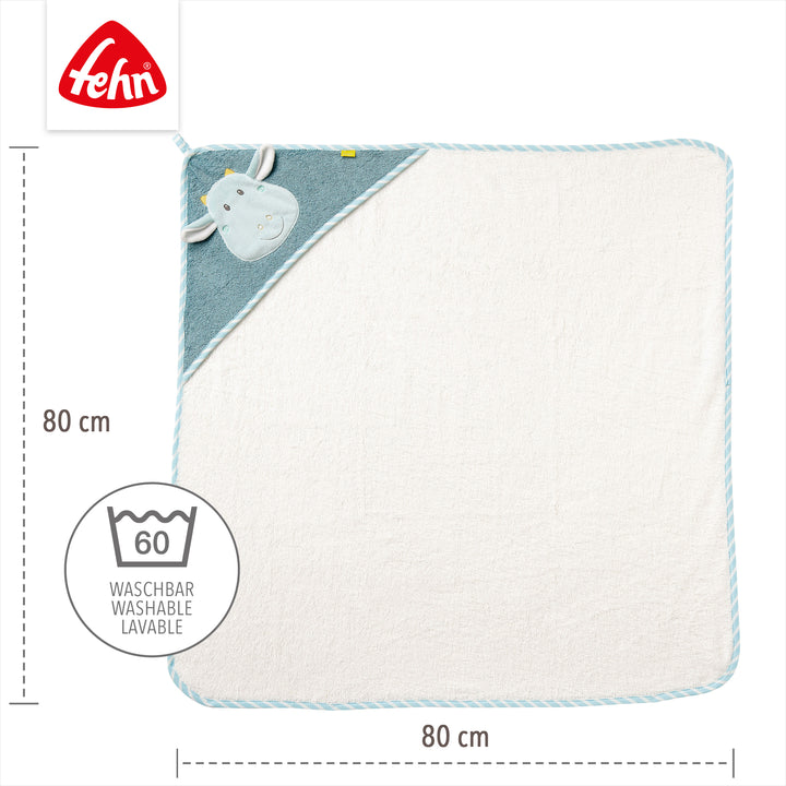 Baby Kapuzenbadetuch Drache, 80 x 80 cm, waschbar bei 60°C