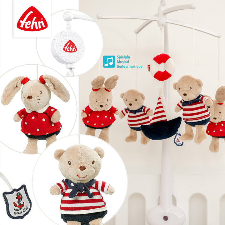 Detailansicht des Baby Musik-Mobile Ocean Club mit Plüschfiguren