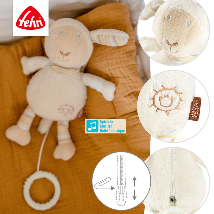 Detailansicht der Baby Spieluhr Schaf mit Reißverschluss