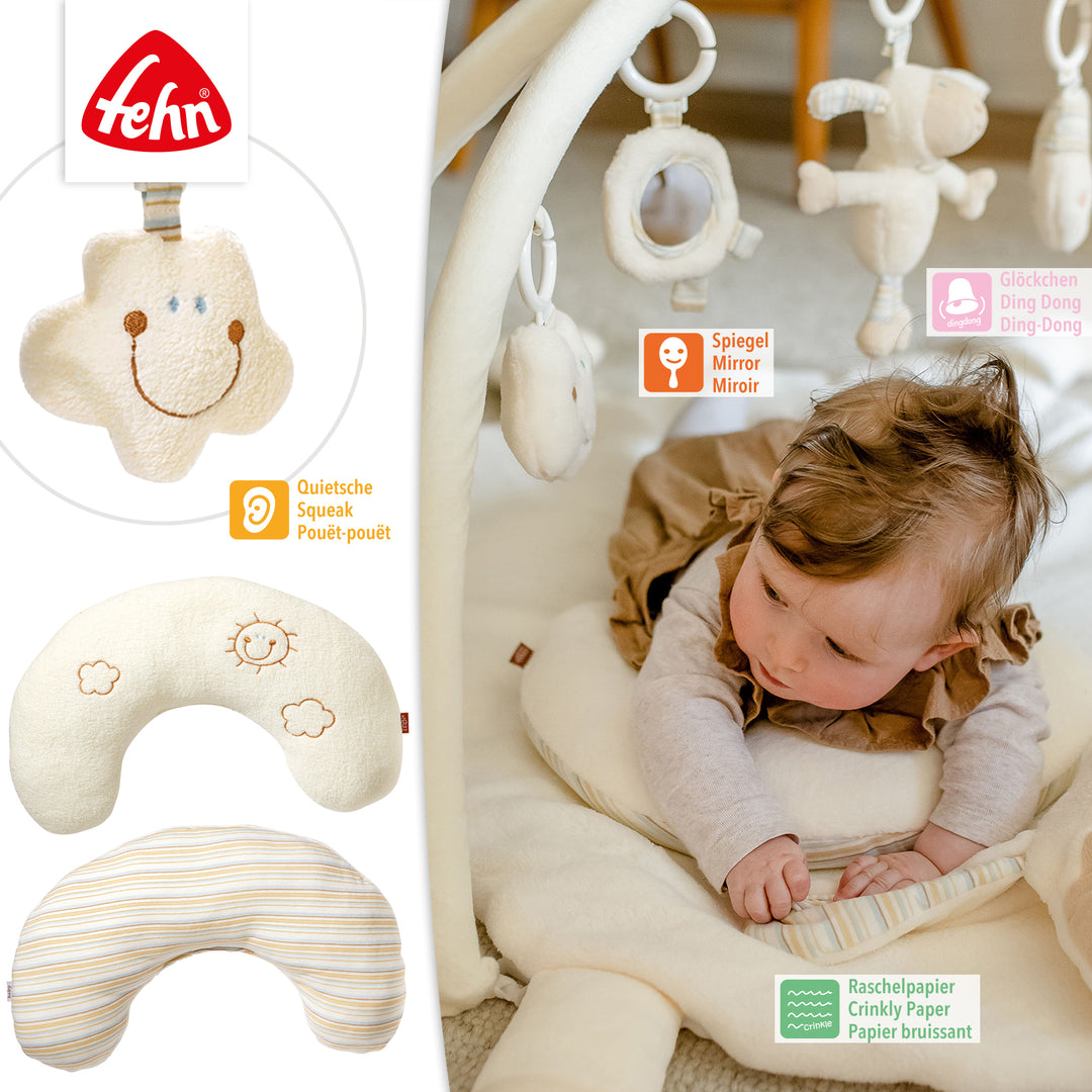 Details der 3-D-Activity-Decke Schaf mit verschiedenen Spielelementen