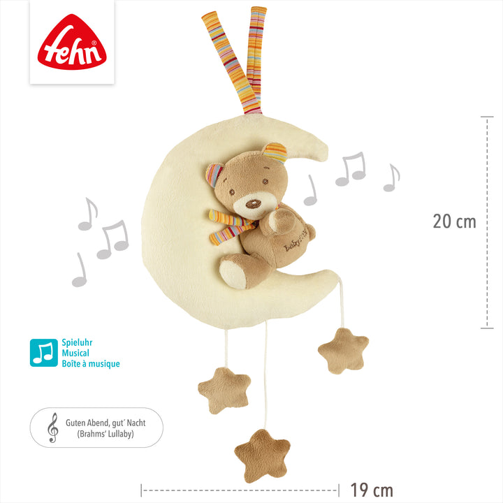 Spieluhr Teddy im Mond, 20 x 19 cm, Melodie "Brahms´ Wiegenlied"