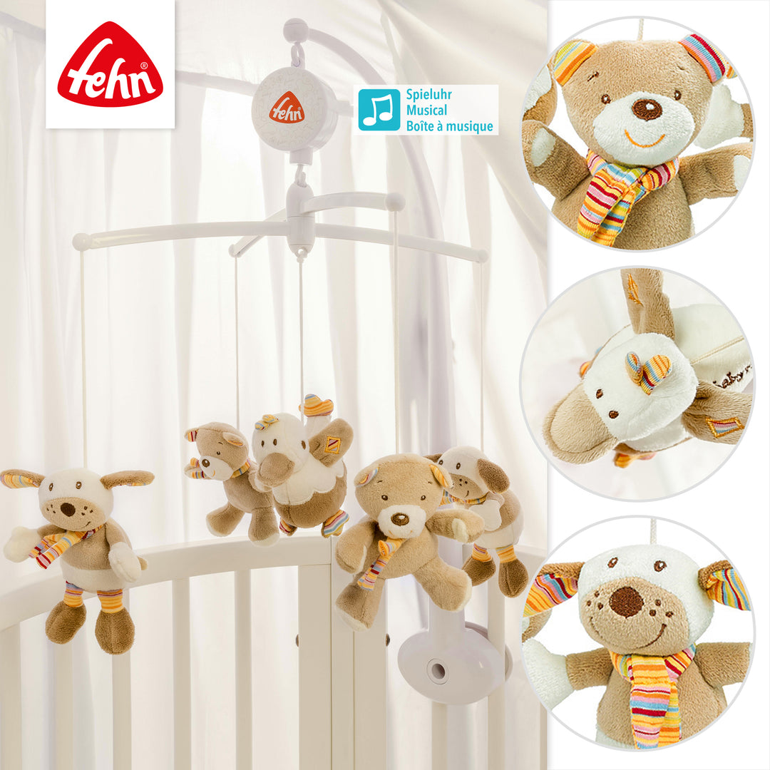Detailansicht des Baby Musik-Mobile Rainbow mit Plüschfiguren