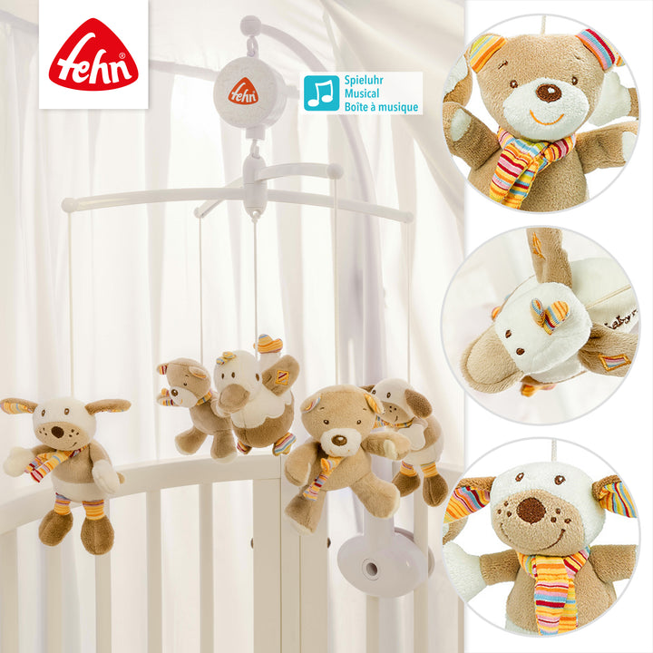 Detailansicht des Baby Musik-Mobile Rainbow mit Plüschfiguren