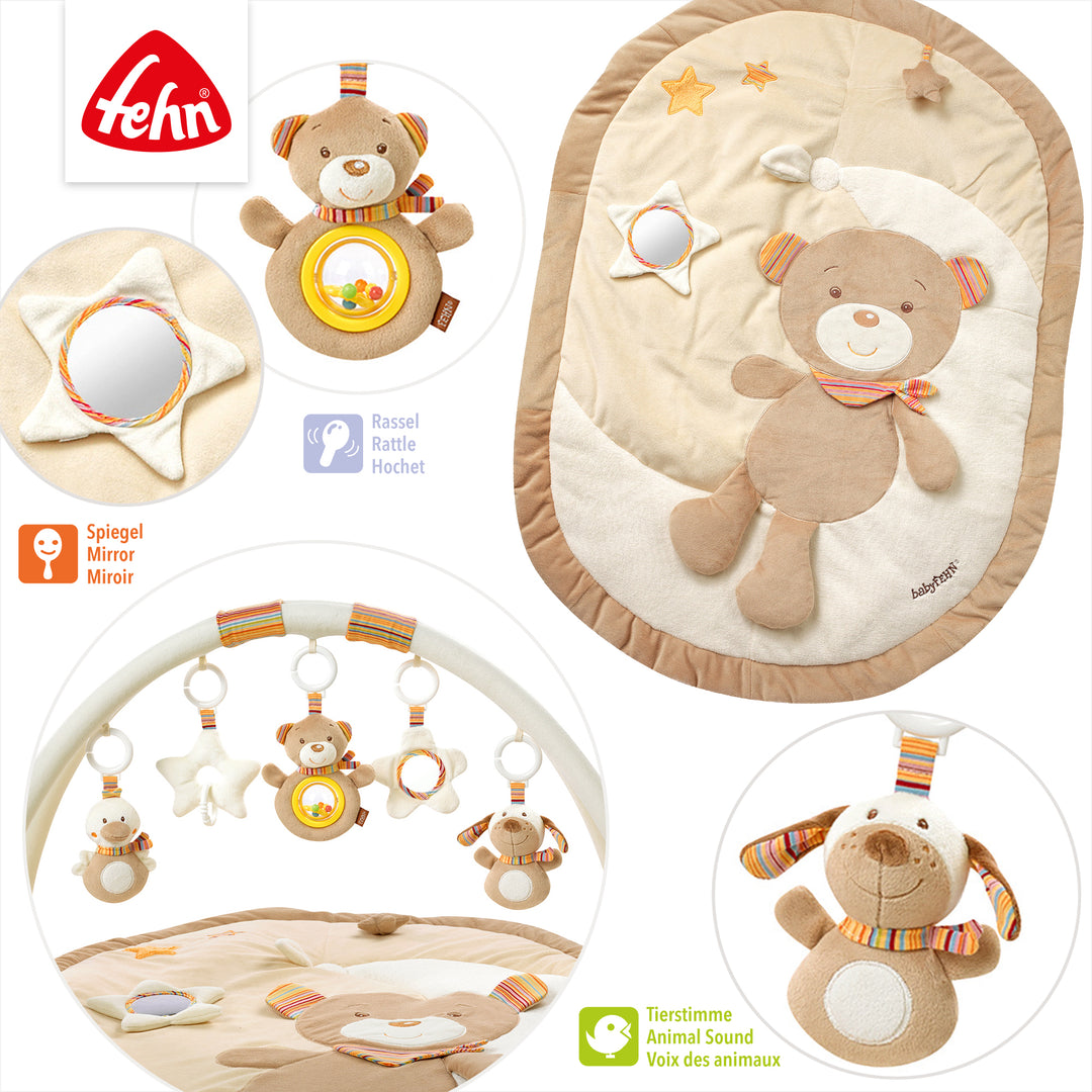 Details der 3-D-Activity-Decke Rainbow mit verschiedenen Spielelementen