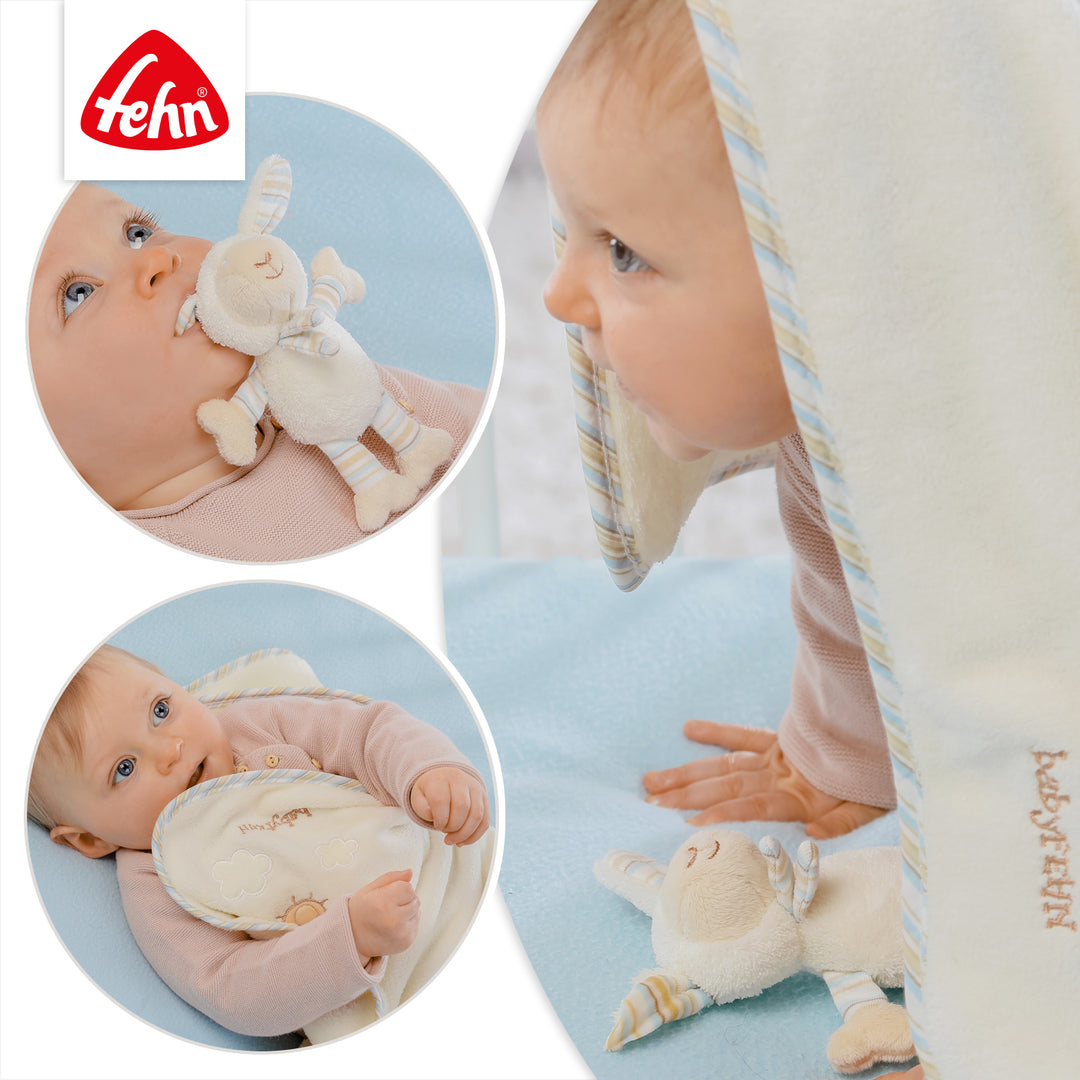 Details der Baby Kuscheldecke Schaf mit Applikation