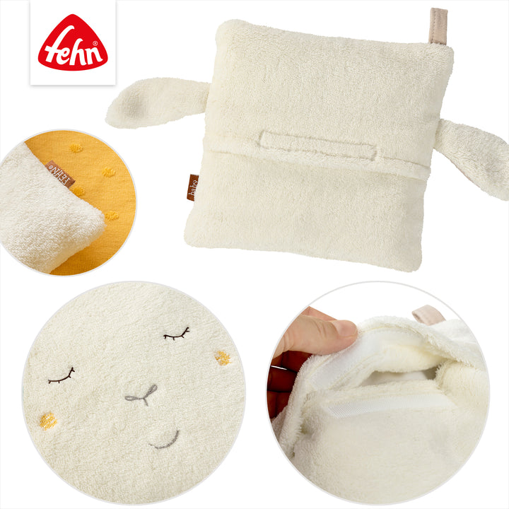 Details des Baby Kirschkernkissen Schaf mit Klettverschluss